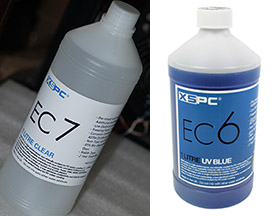 The counterfeit coolant (left) and XSPC's EC6 (right)